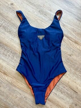 Prada Navy Swimsuit with Orange Lining